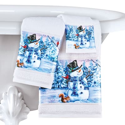 Winter Wonderland Snowman Printed Towels - Set of 3 - 9.500 x 6.500 x 3.000