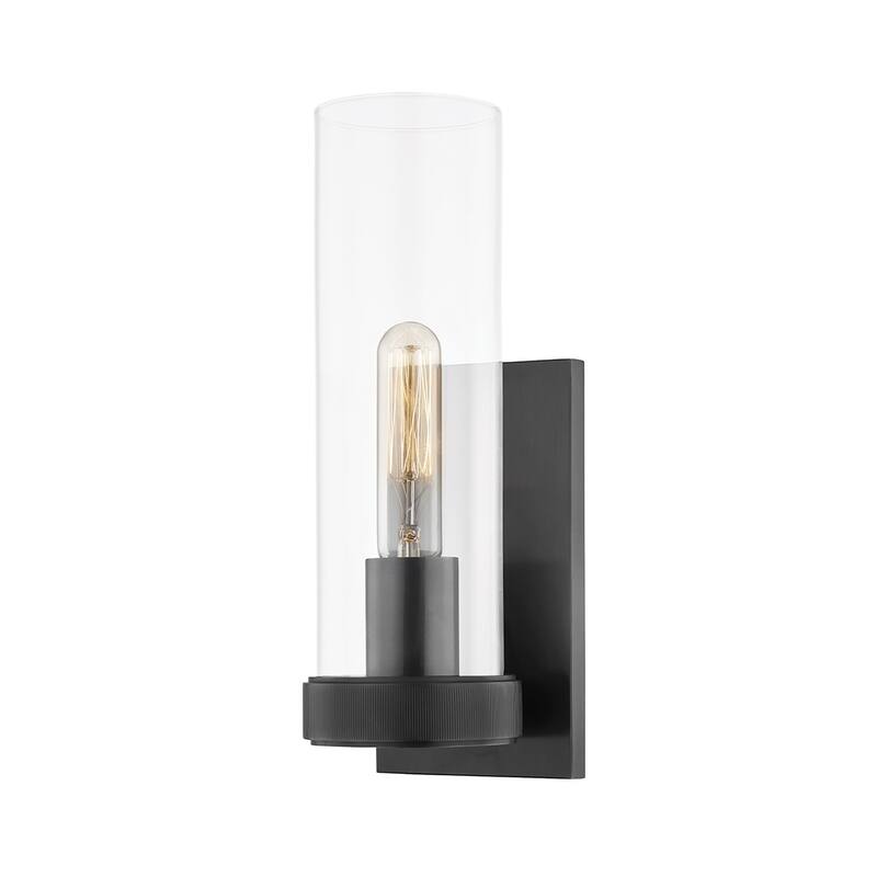 Hudson Valley Briggs 1-Light Wall Sconce with Clear Glass Shade - Old Bronze