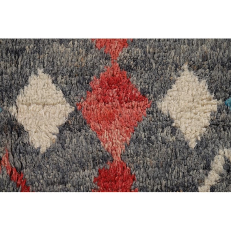 Grey Moroccan Area Rug Hand-Knotted Wool Carpet - 5'4" x 9'6"