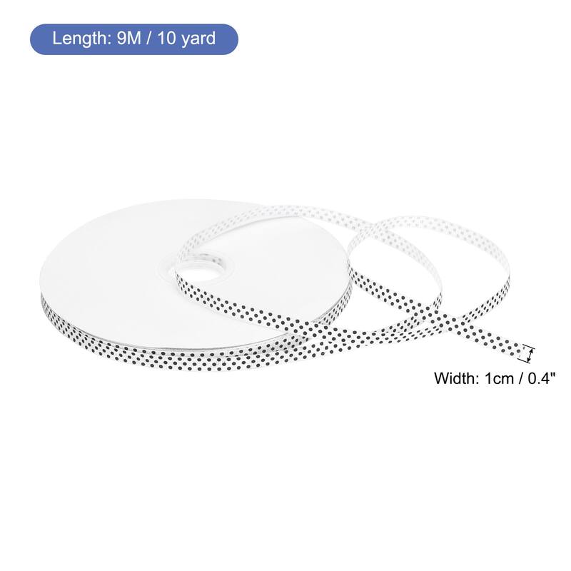 Grosgrain Ribbons with Dots Ribbon Bow Decoration - White - 100 Yards 3/8 Inch