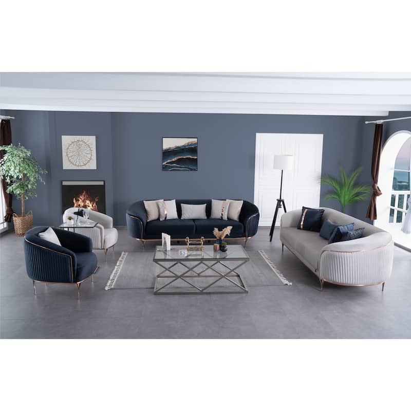 Kıyt 4 Pieces Living Room Sets 2 Sofa 2 Chair - Grey