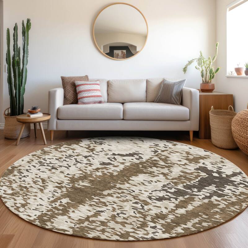 Premium Washable Super Soft Modern Casual Mayfield Rug - Brown - 8' x 8'