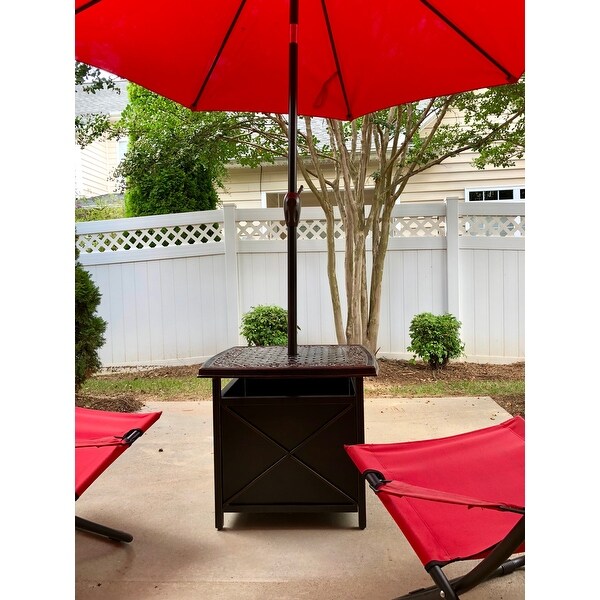 Top Product Reviews For Hanover Outdoor Traditions Tradumbtbl Cast Top Side Table And Umbrella Stand 11778244 Overstock