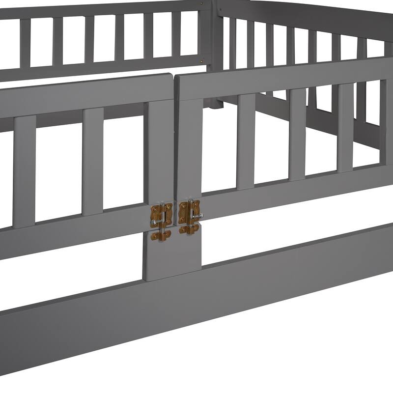 Pine Wood Bunk Bed with Convertible Slide and Ladder