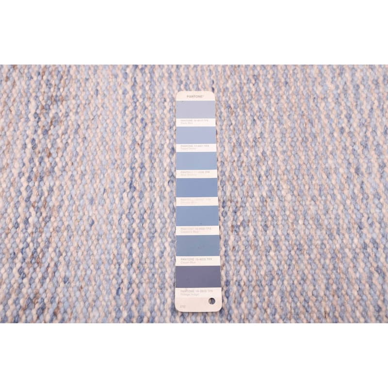 ECARPETGALLERY Flat-Weave Nevada Light Denim Blue Wool Kilim - 5'2 x 7'9