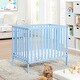 preview thumbnail 1 of 4, Versatile Baby Blue Mini Crib with Included Mattress Pad Blue