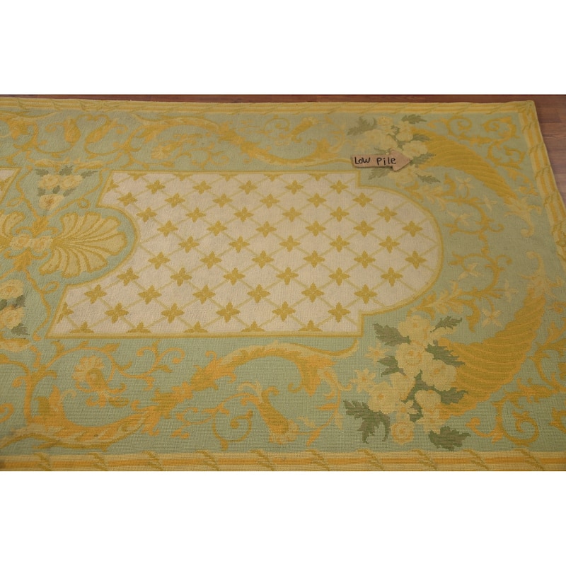 Flat-Weave Vegetable Dye Savonnerie Runner Rug Wool Carpet - 4'3" x 10'1"