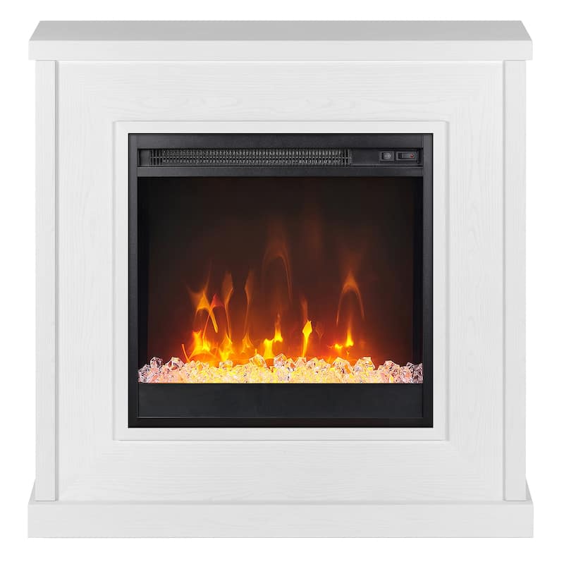 Santos 30" Wide Mantel Fireplace with Crystal Fireplace Insert
