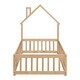 preview thumbnail 7 of 25, Twin Size House-Shaped Headboard Floor Bed with Fence and Small Door