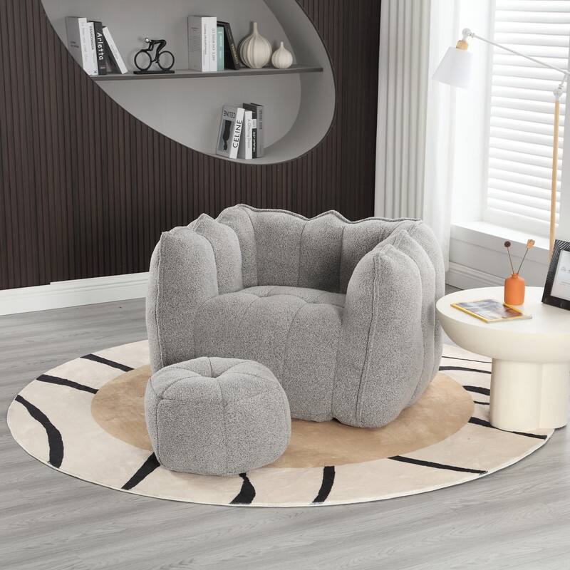 42''W Soft Bean Bag Chair with High Resilient Foam and Footstool