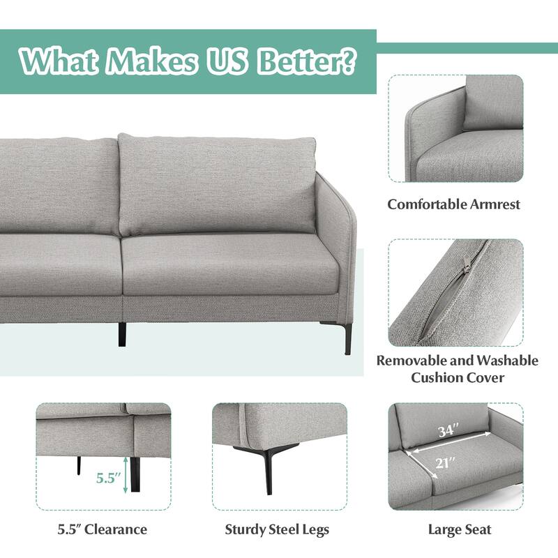 Costway Modern 76'' Loveseat Sofa Couch for Living Room Apartment Dorm - See Details