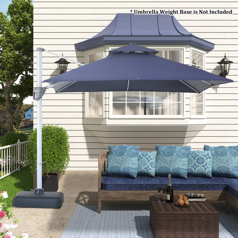 Clihome 10ft Outdoor Patio Cantilever Square Umbrella with Protective Cover