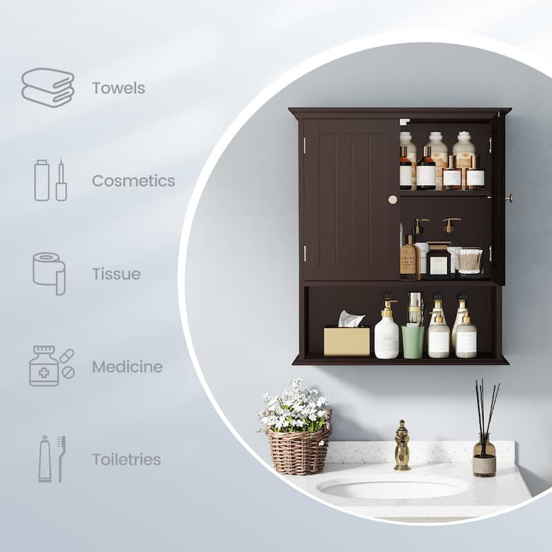 Costway Wall Mount Bathroom Cabinet Storage Organizer Medicine Cabinet
