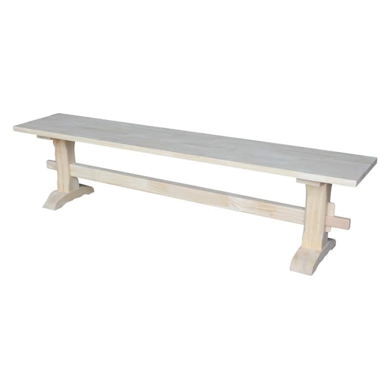 Unfinished Solid Parawood Trestle Bench