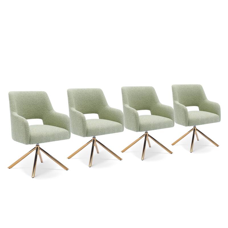 Boucle Polyester Upholstered Swivel Accent Chair - Stain Resistant (Set of 4)