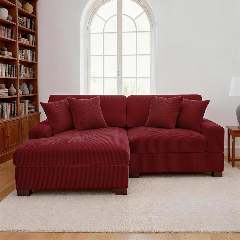 Oversized L-shaped Modular Sectional Sofa with Chaise Lounge - Red-2 Piece - Left Facing