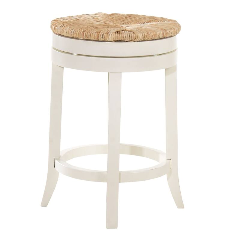 The Curated Nomad Aragon Rush Seat Swivel 24-inch Counter Stool