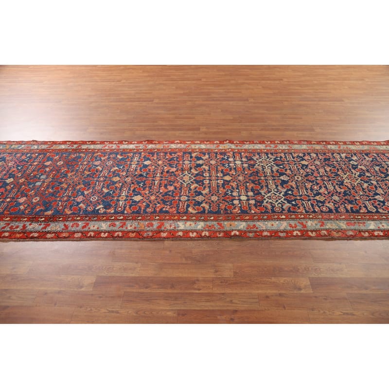 Malayer Antique Persian Runner Rug Hand-Knotted Wool Carpet - 3'7" x 12'11"
