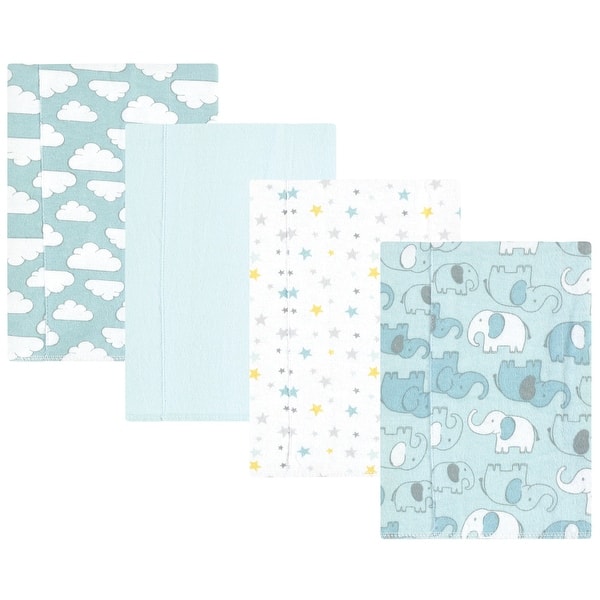 slide 1 of 1, Hudson Baby Infant Boy Cotton Flannel Burp Cloths, Boy New Elephant 4-Pack, One Size - Boy New Elephant 4-Pack - One Size One Size - Boy New Elephant 4-Pack