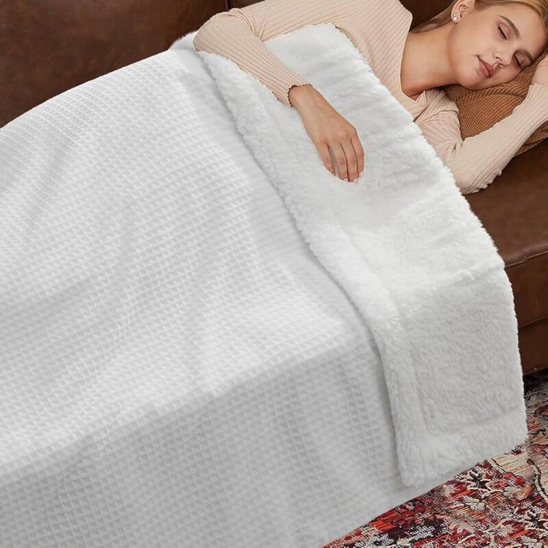 Electric Waffle Fast Heating Flannel Blanket, White - 62*84 inch