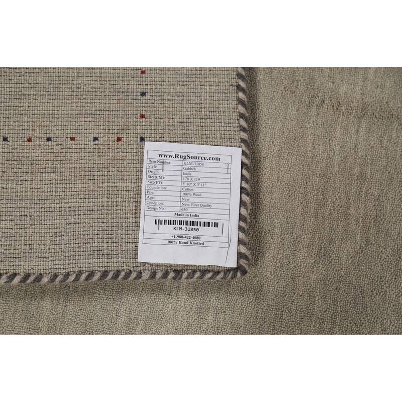 Tribal Gabbeh Indian Accent Rug Handmade Bedroom Beige Wool Carpet - 3'11"x 5'10"