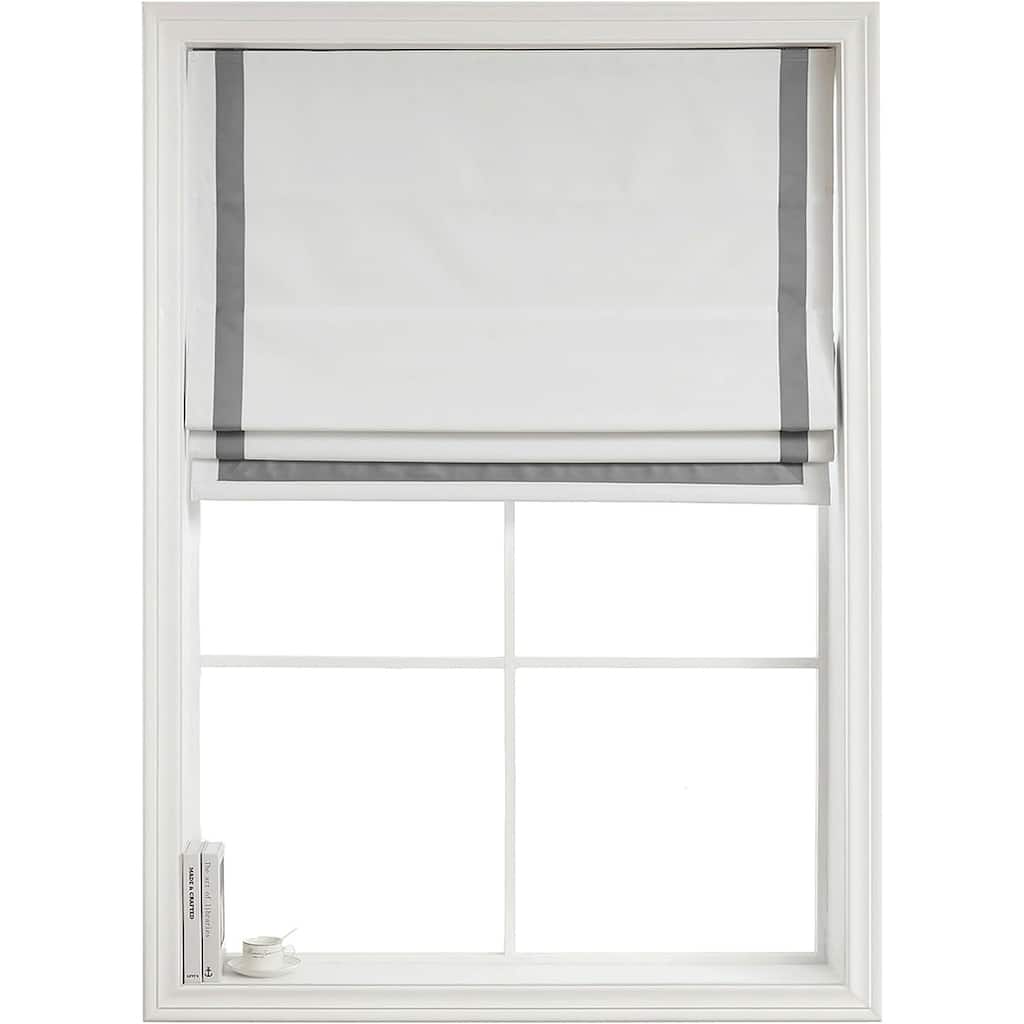 Poyester Greenwich 100% Blackout Roman Shade with Ribbon Border
