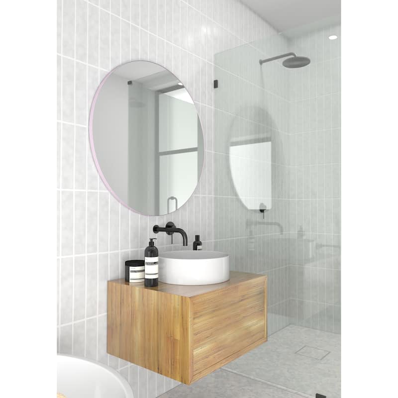 Glass Warehouse Round 32" Stainless Steel Framed Mirror
