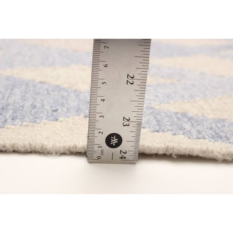 ECARPETGALLERY Flat-Weave Ankara FW Dark Baby Blue Wool Kilim - 4'11 x 8'1