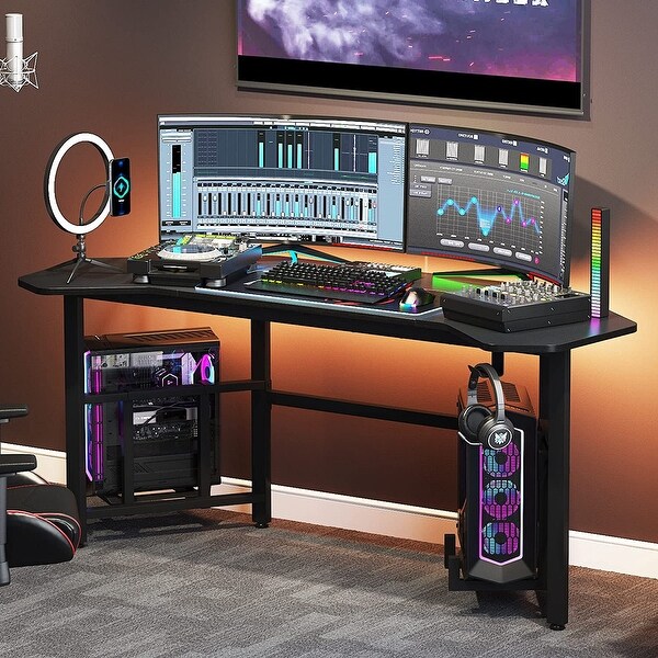 66.5 inch Ergonomic Gaming Computer Desk Large Wing-Shaped Studio
