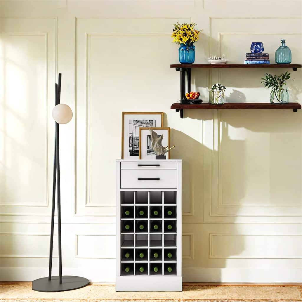 Modular Wood 24 Bottle Wine Bar Cabinet Buffet Cabinet