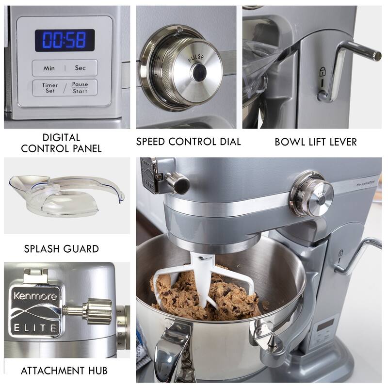 Kenmore Elite 6 qt Bowl-Lift Stand Mixer with Countdown Timer, 600W