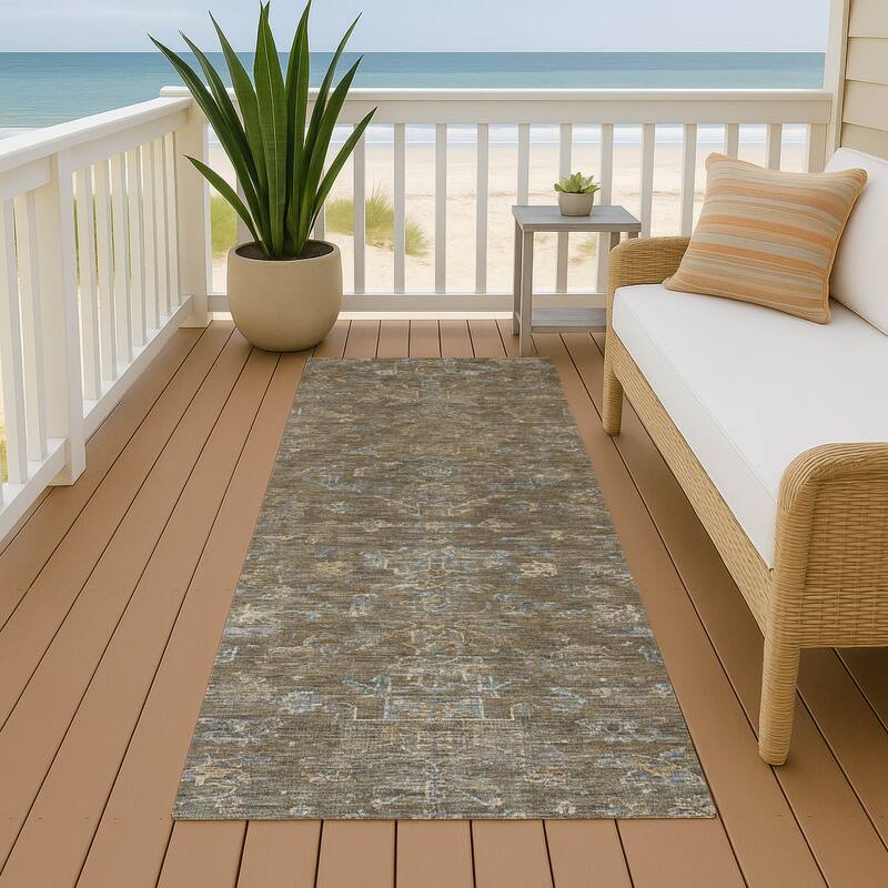 Machine Washable Indoor/ Outdoor Traditional Chelsea Chantille Rug - Brown - 2'3" x 7'6"