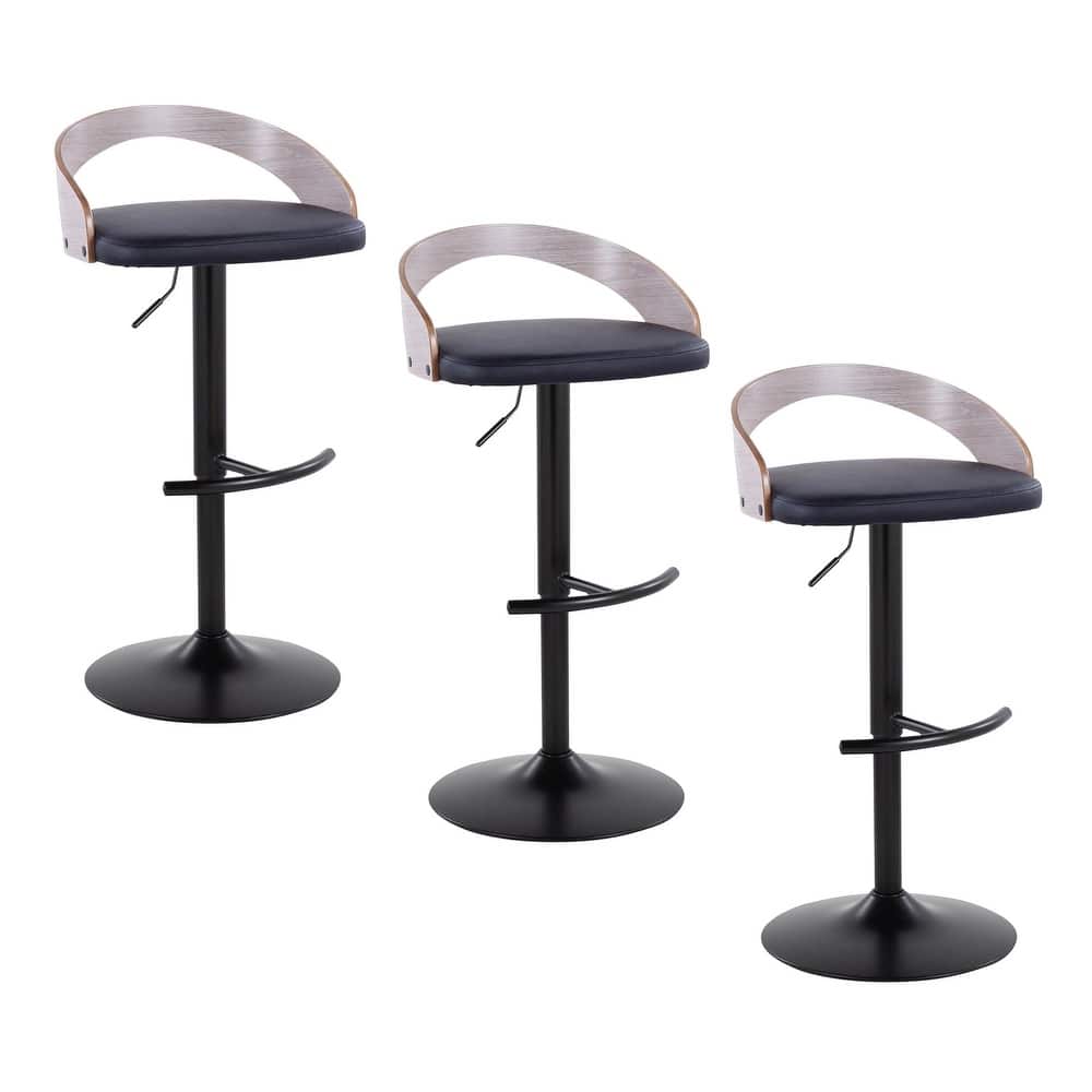 Grotto Adjustable Barstool with Back Base- Set Of 3