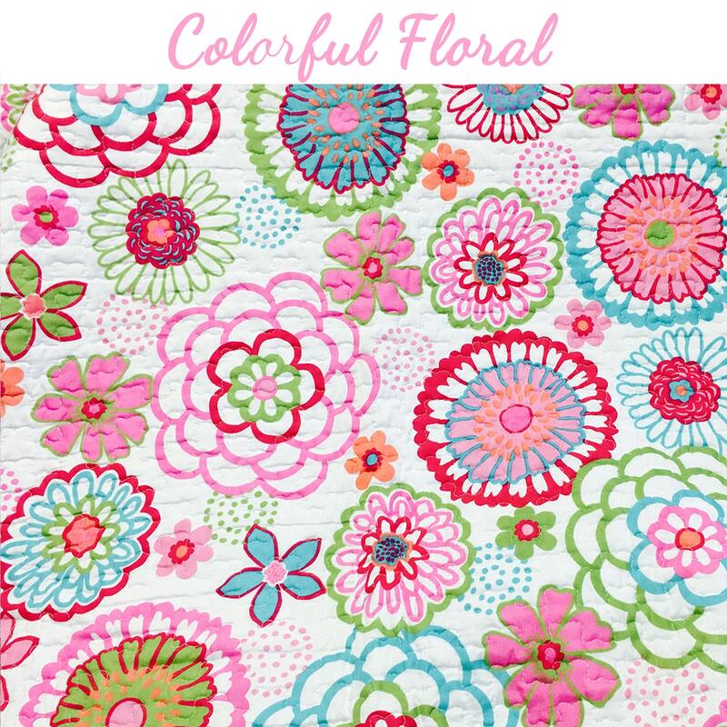 Cozy Line Mariah Pink Floral Quilt Set With Decorative Pillow