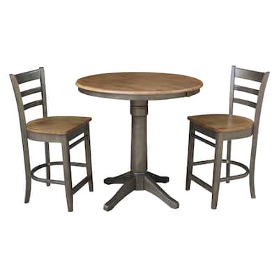 36" Round Extension Dining Table with Counter Height Stools