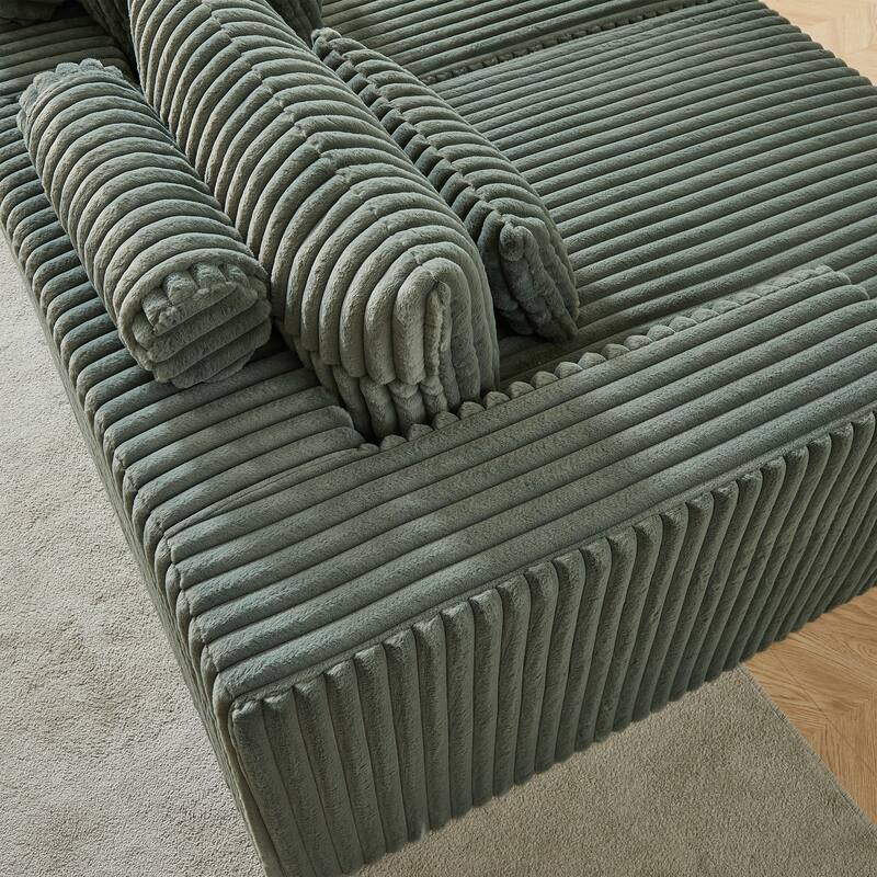 Modern 87" Cloud Plush Lounge Chaise, Fluffy Sleeper Chair with Reclining Sofa Bed for Living Room