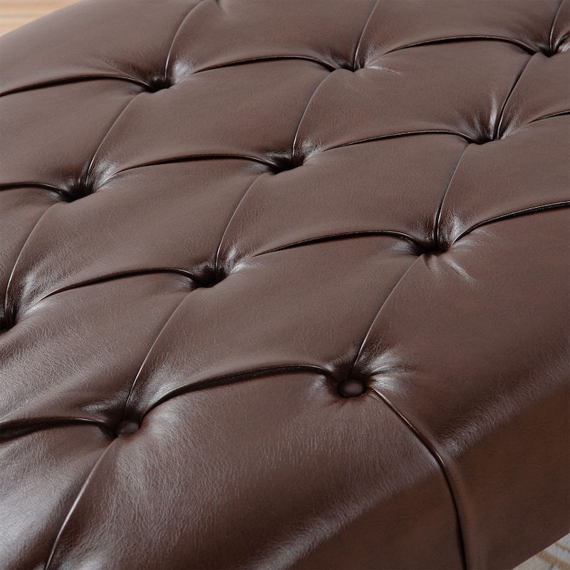 Dark Brown 25.39" PU Upholstered Buttons Tufted Chaise Lounge Chair