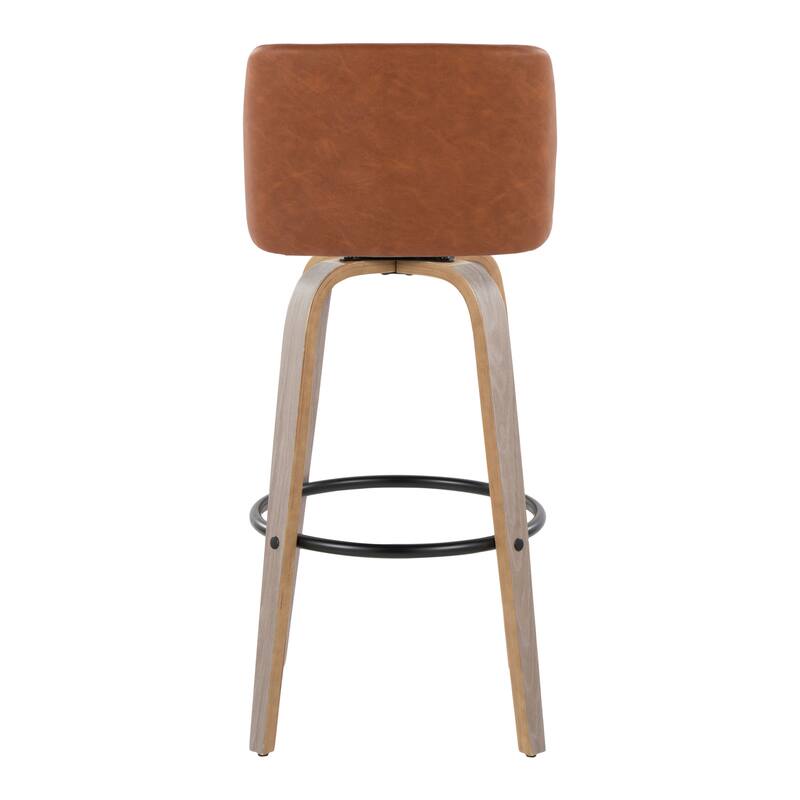 The Gray Barn Vallberga 30" Fixed-Height Bar Stool with Light Grey Wood Base (Set of 2)