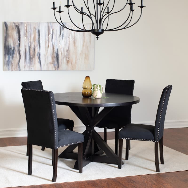 Roundhill Furniture Enbridge 5-piece Dining Set, Cross-Buck Dining Table with 4 Stylish Chairs