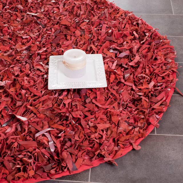 SAFAVIEH Handmade Leather Shag Carlijn Modern Decorative Rug
