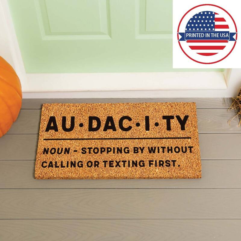 Black and Brown 16 in. x 28 in. Nature Coir Audacity Door Mat