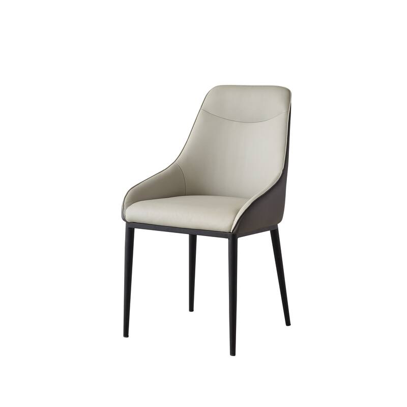 Modern Dining Chairs Set of 2, PU Leather Armless Accent Chairs, Upholstered Side Chairs with Soft Backrest and Metal Legs