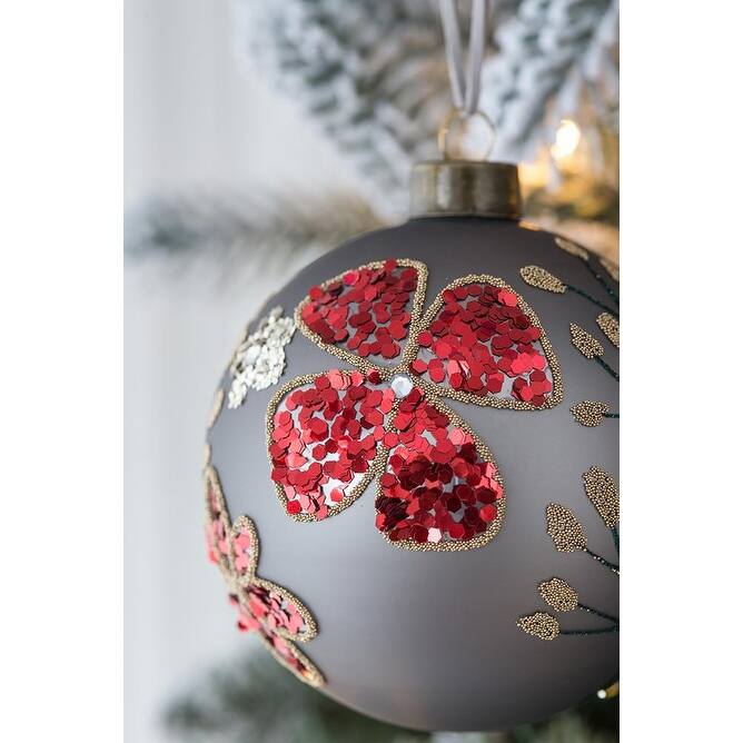 D4.7" Christmas Ball Ornaments, Glass Decorative Hanging Ball Christmas Tree Ornaments for Holiday Decorations, Set of 4