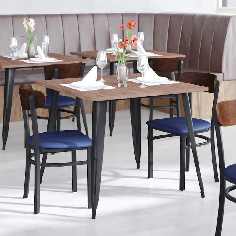2PK Commercial Metal Dining Chairs with Boomerang Back