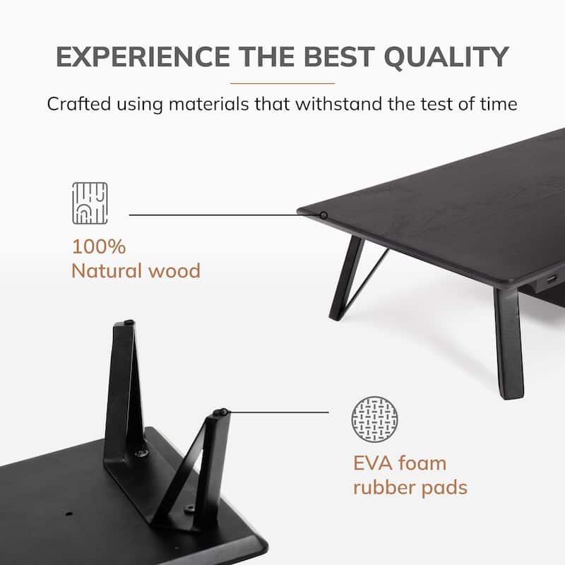Jani Wood Monitor Stand Riser Desk - Ergonomic Design Stand, Desktop Organizer Table for Home, Office Workspace, Gaming Desk
