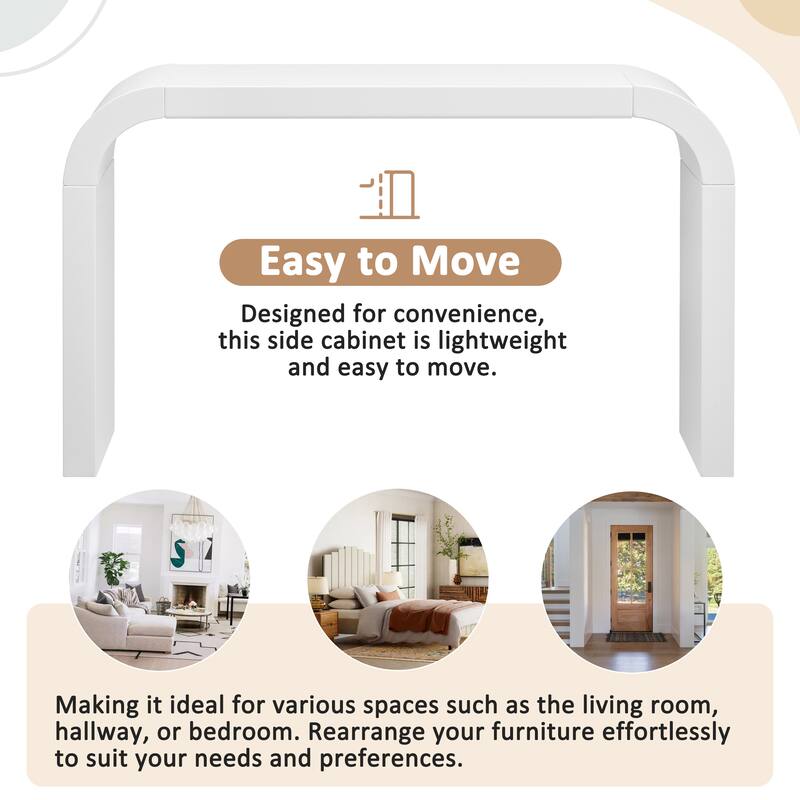 Minimalist Console Table Side Table for Living Room Bedroom, White Accent Table Hallway Table with Sled Legs