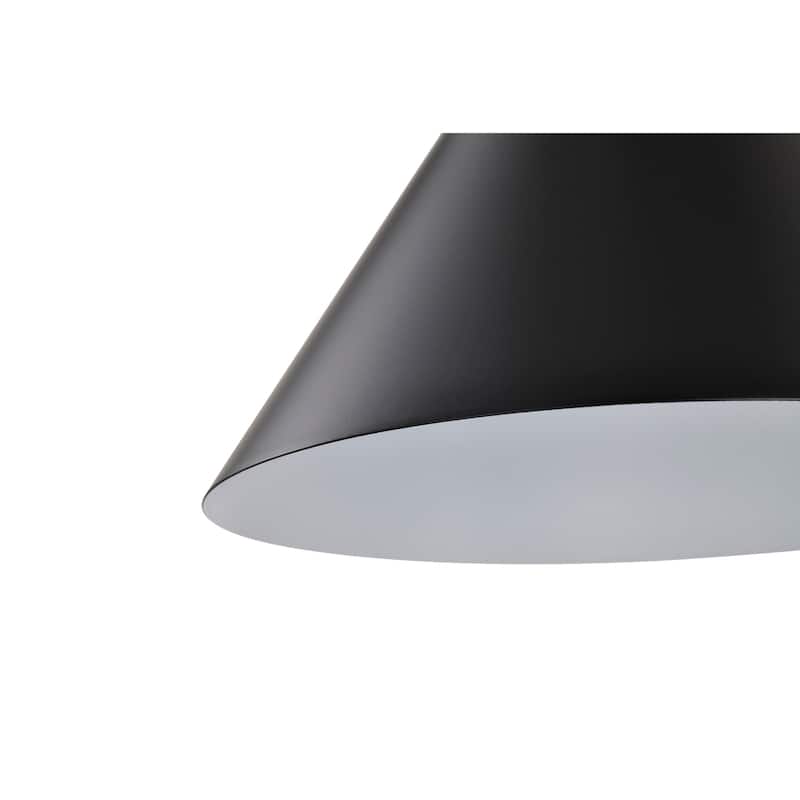 1-Light Matte Black and Brushed Nickel 10 in. Mini Pendant Light with Cone Metal Shade