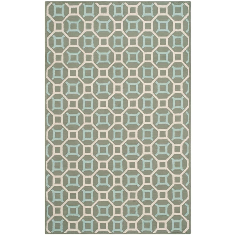 SAFAVIEH Handmade Newport Jimena Modern Cotton Rug - 3'9" x 5'9" - Aquamarine/White