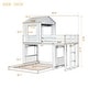 preview thumbnail 5 of 7, White Wood Bunk Bed, Twin Over Full House-shaped Bed with Playhouse Frame, Farmhouse, Ladder, Window, Safety Guardrails