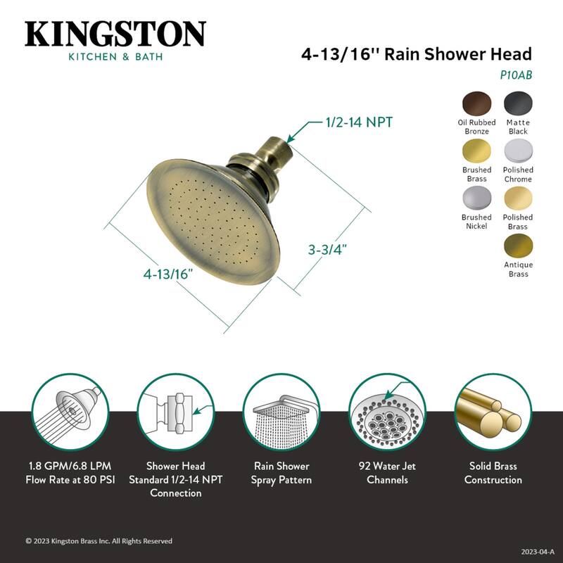 Kingston Brass Victorian 4-13/16 Inch Brass Shower Head